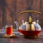Golden Handle Glass teapot with infuser
