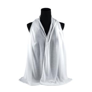Cotton and Chiffon Scarf with Fine Stitch Edges - Pure White
