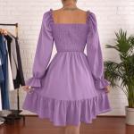 Grace Smocked Ruffle Mini Dress with Puff Sleeves and Flounce Hem