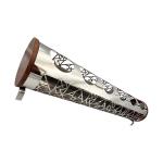Cylindrical Stainless Steel 5-Bottle Jucie Rack with Laser-Cut Geometric Art Design
