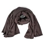 Cotton and Chiffon Scarf with Fine Stitch Edges - Dark Green