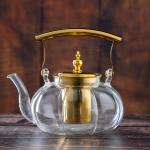 Golden Handle Glass teapot with infuser