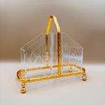 Acrylic Golden Spoon Holder with Metal Handle