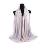 Chiffon and Cotton Scarf with Fine Stitch Edges - Cream