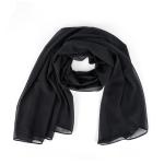 Cotton and Polyester Scarf with Fine Stitch Edges - Black