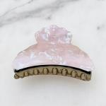 Iridescent Marble Shell Hair Claw with Sculpted Edge & Gold Grip