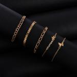 Artificial Golden Glow Butterfly & Star Bracelet Set 5pcs