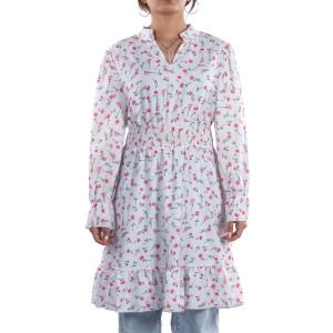 Women’s Floral Smocked Waist Ruffle Hem Dress – Long Sleeve V-Neck