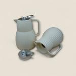 Set of 2 Ribbed Thermal Carafes with Silver Handle