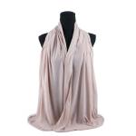 Cotton and Chiffon Scarf with Fine Stitch Edges - Beige