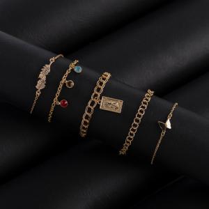 Artificial Triple Gemstone Drop Bracelet Set