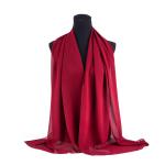 Cotton and Polyester Scarf with Fine Stitch Edges - Red