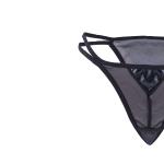 Black Faux Leather Bra and Mesh Thong Set, Strappy Design.