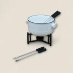 6-Piece Enamel Fondue Set with Forks and Burner Stand