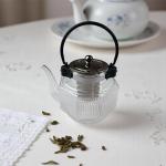 Hexagonal Glass Teapot with Stainless Steel Lid & Infuser