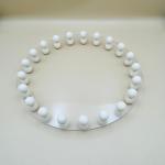 Round acrylic tray with wooden white bead rim