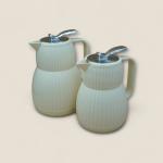 Set of 2 Ribbed Thermal Carafes with Silver Handle